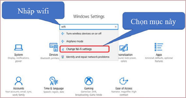 Tìm kiếm Change wifi settings