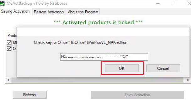 Nhập Product Key và tiếp tục chọn vào OK