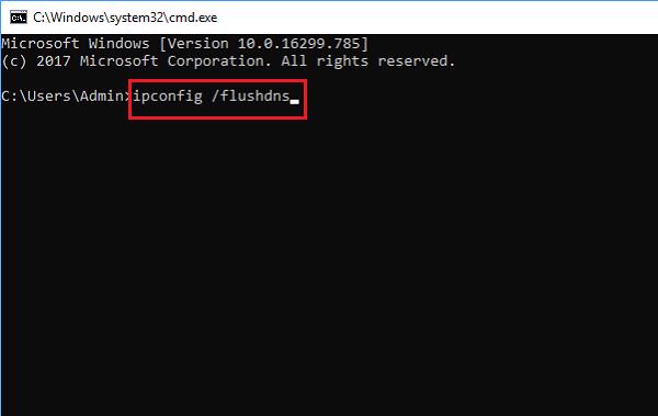 Gõ tiếp lệnh ipconfig /flushdns