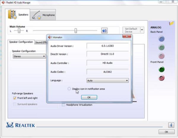 Mục Display icon in notification area