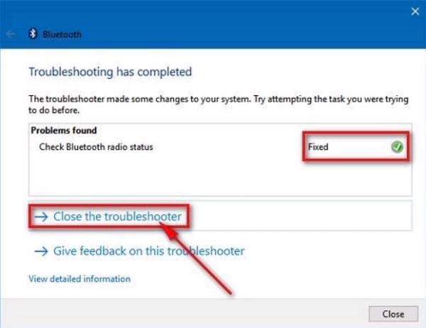 Màn hình sẽ thấy thông báo Fixed (đã sửa xong)