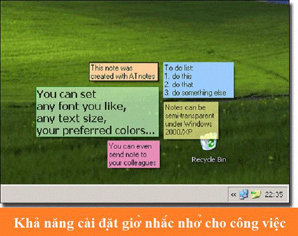 Khả năng cài đặt giờ nhắc nhở cho công việc