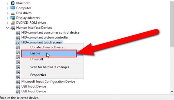 Nhấp chuột phải và chọn vào Enable