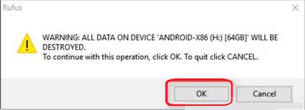 Nhấn OK để tiếp tục quá trình