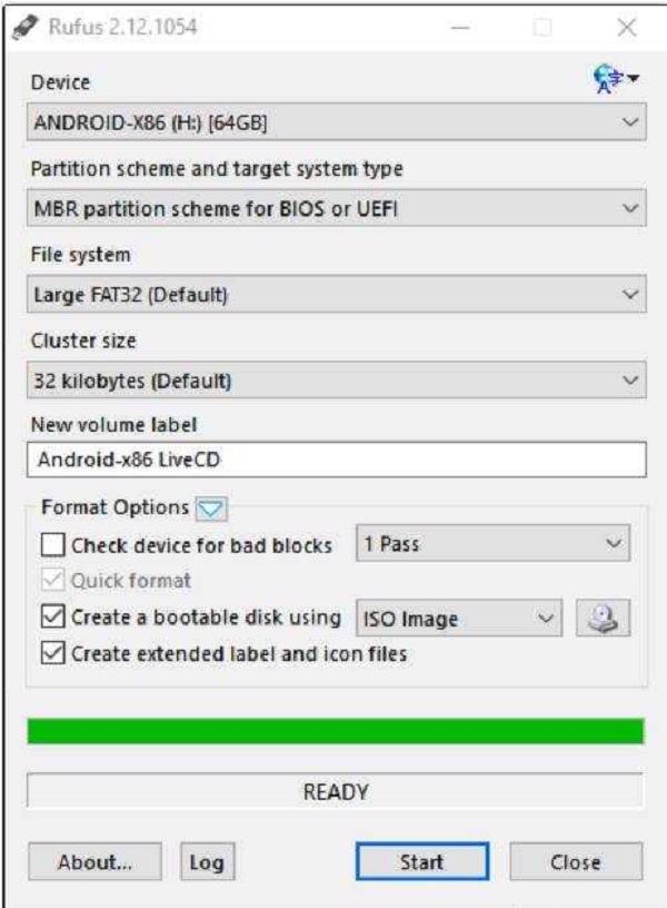 Khi việc cài đặt hệ điều hành Android hoàn tất, các bạn sẽ nhận được thông báo READY