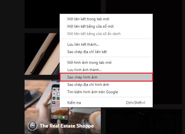 Nhấn chuột phải vào bức ảnh động và chọn vào Sao chép hình ảnh