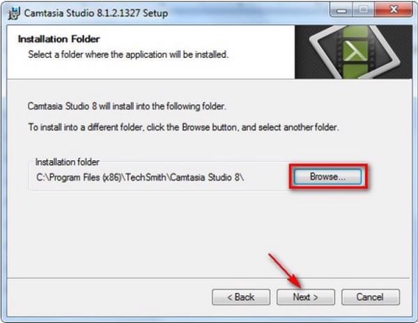 Nhấn chuột vào Browse để thay đổi đường dẫn có chứa thư mục file cài đặt