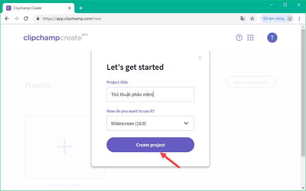 Nhấn Create Project