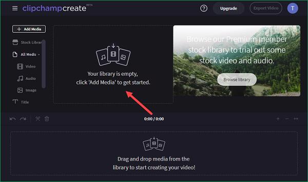 Nhấn vào Add Media, rồi sau đó nhấn chọn vào Browse my files