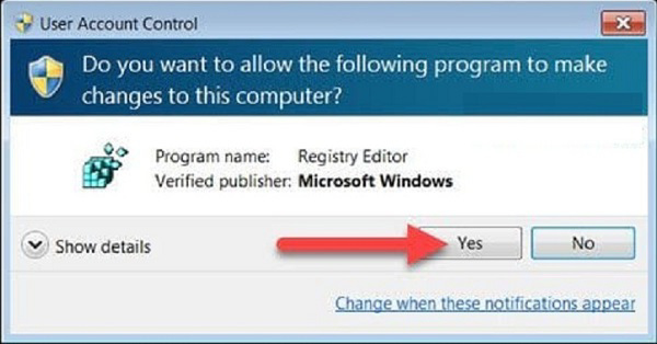 Chọn vào Yes để tiếp tục quá trình