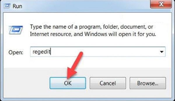 Sử dụng tổ hợp phím Windows + R -> gõ lệnh regedit -> Enter