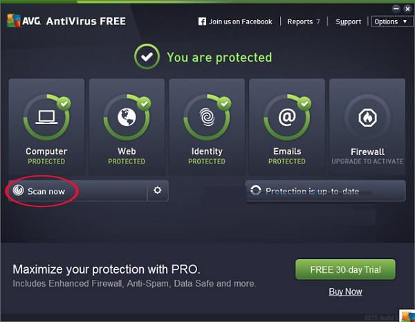 Giao diện chính chọn vào Scan now để quét toàn bộ hệ thống