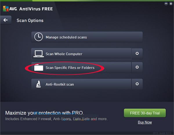 Cửa sổ Scan Options xuất hiện trên màn hình