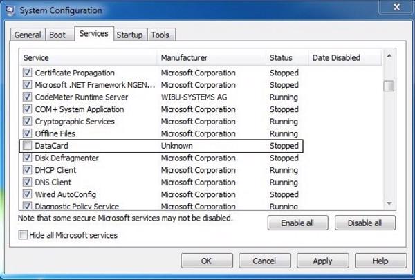 Truy cập thẻ Service