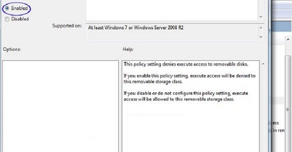 Đánh dấu tick vào Enabled