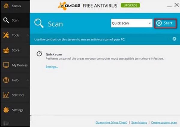 Chọn vào Start để tiến trình quét được diễn ra