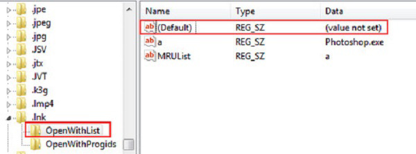 Mục OpenWithList sẽ hiện ra