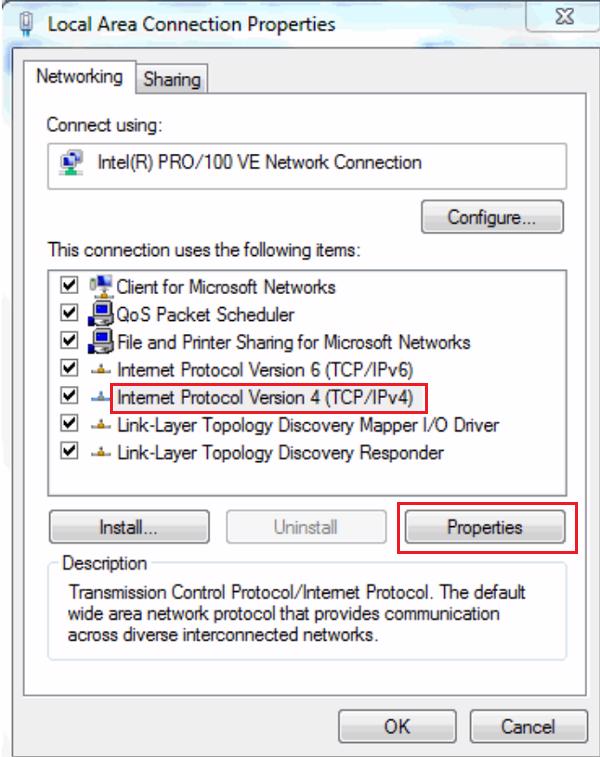 Nhấn vào mục Internet Protocol Version 4 (TCP/Ipv4) và chọn vào nút Properties