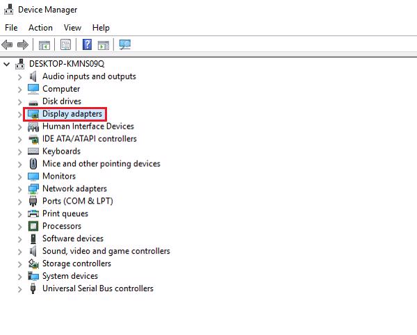Nhấp đúp vào mục Display Drivers