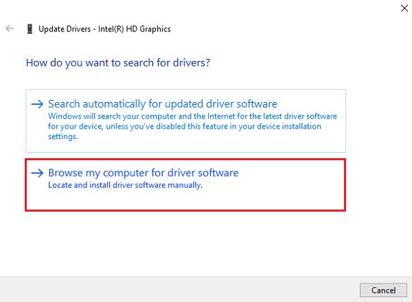 Chọn Browse my computer for driver software