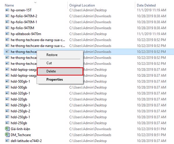 Recycle Bin -> Delete