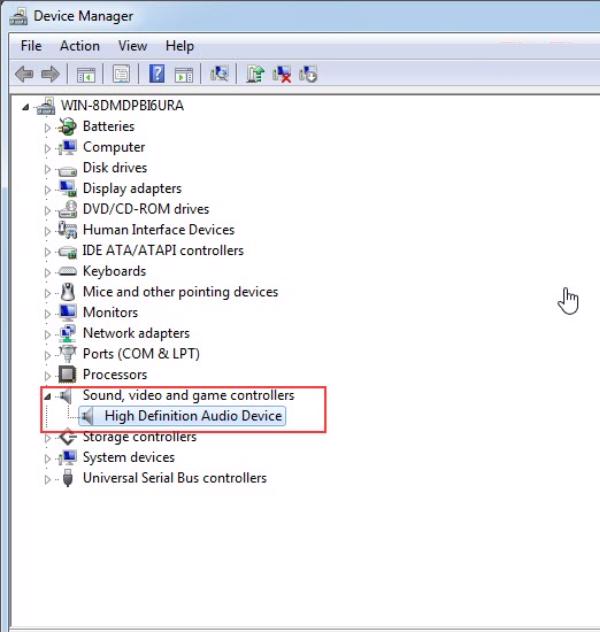 Nhấn chuột vào mục Sound, video and game controllers