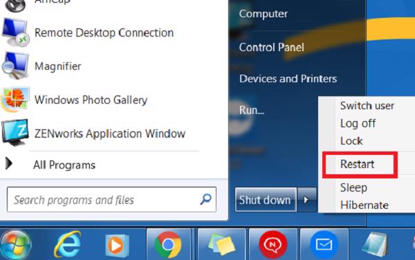 Khởi động lại thiết bị