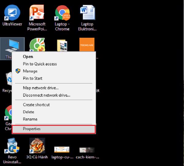 Sau đó chọn vào Properties