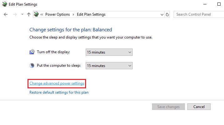 Chọn mục Change advanced power settings