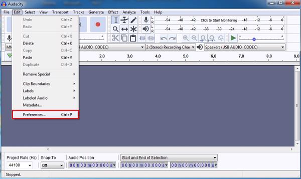 Chọn Edit -> sau đó chọn vào Preferences
