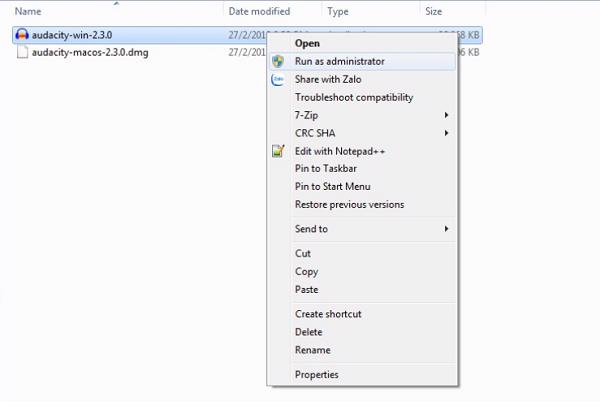 Chạy file cài đặt