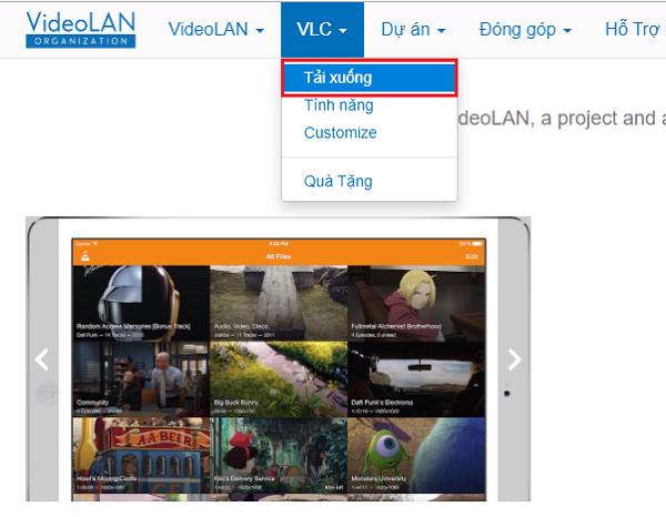Click chọn vào VLC