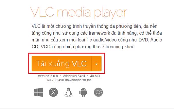 Nhấn chọn tải về VLC