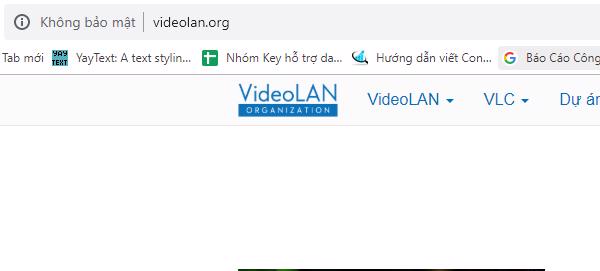 Truy cập trực tiếp vào website videolan.org