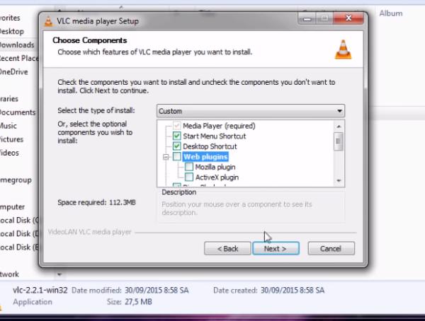 Bỏ dấu tích chọn ở mục web plugins