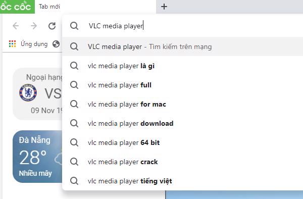 Gõ VLC media player trên thanh tìm kiếm