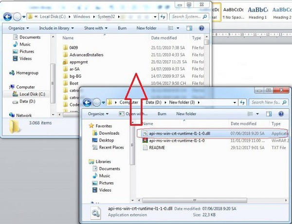 Copy file đó và đưa sang thư mục System32