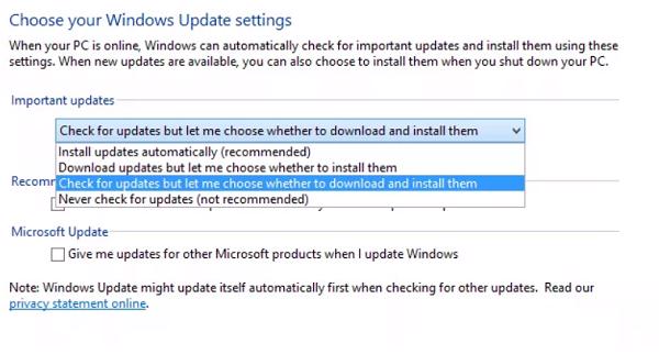 Thực hiện update hệ điều hành windows