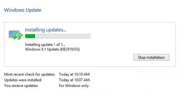Quá trình update được thực hiện