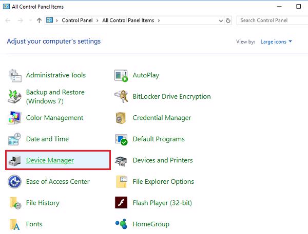 Nhấn vào mục Device Manager