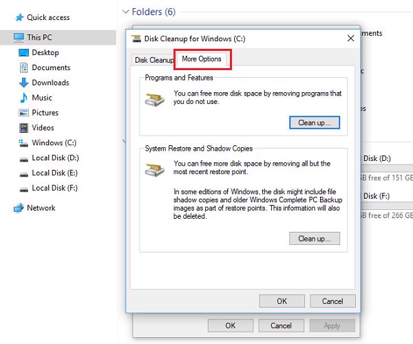 Truy cập More Options
