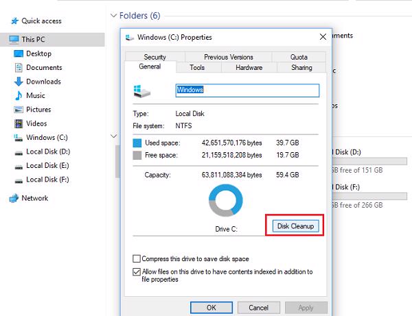 Chọn vào Disk Cleanup