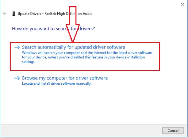 Chọn tiếp vào Search automatically for updated driver software