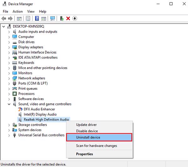 chọn vào Uninstall devices*