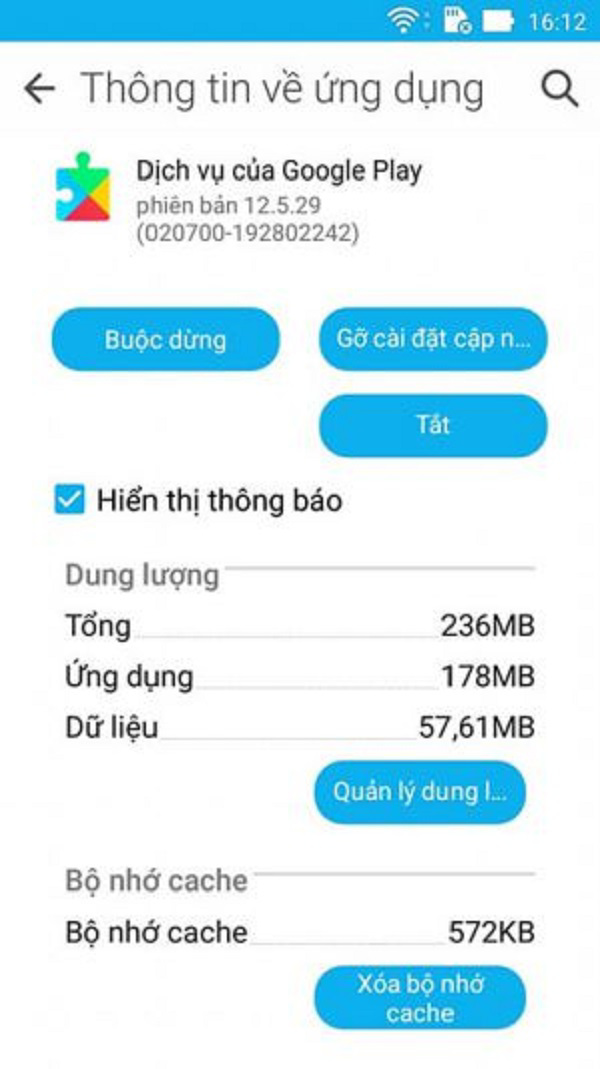 Xóa cache và dữ liệu dịch vụ của Google Play