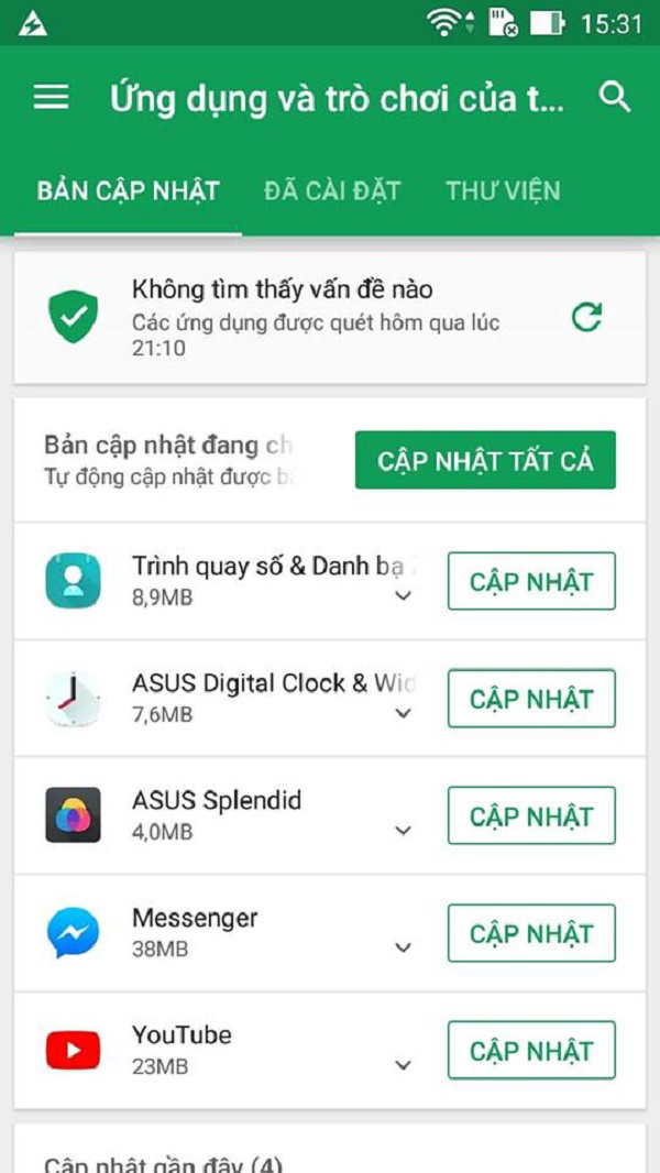Cập nhật phiên bản mới của google play