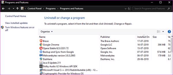 Chọn mục Uninstall