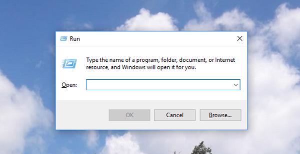 Nhấn tổ hợp phím windows + R