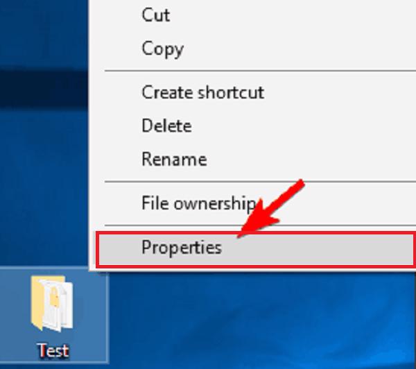 Chọn vào Properties từ menu