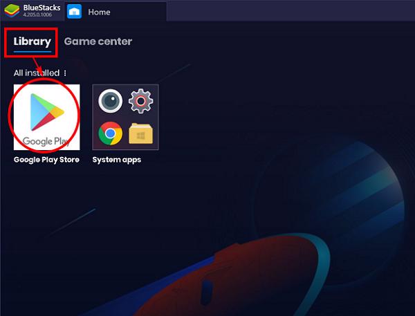 Chọn vào tab Library sau đó chọn tiếp vào Google Play Store